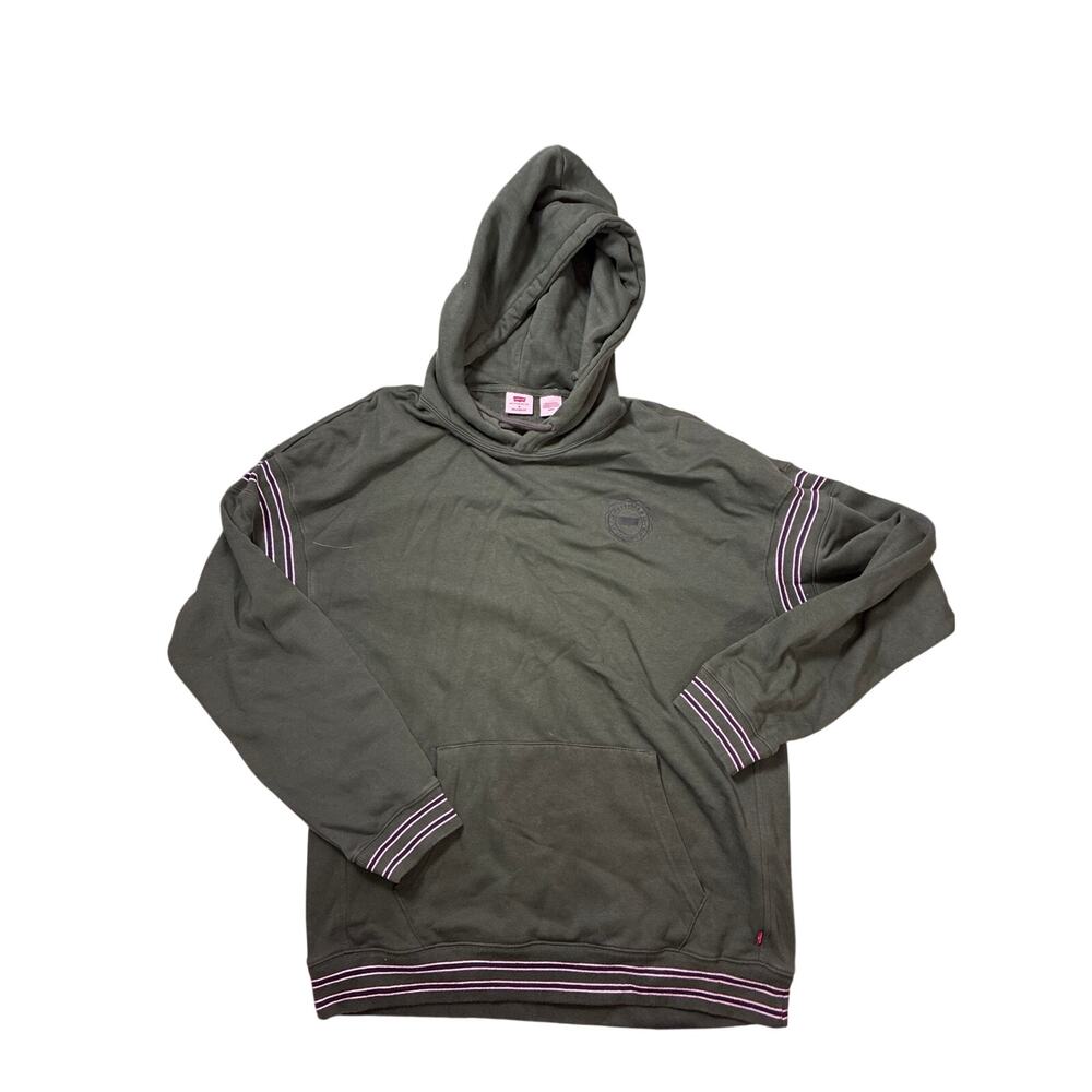 Levi's Y2K Hoodie Dark Green Mens Medium Vintage 2000s Streetwear Sweatshirt